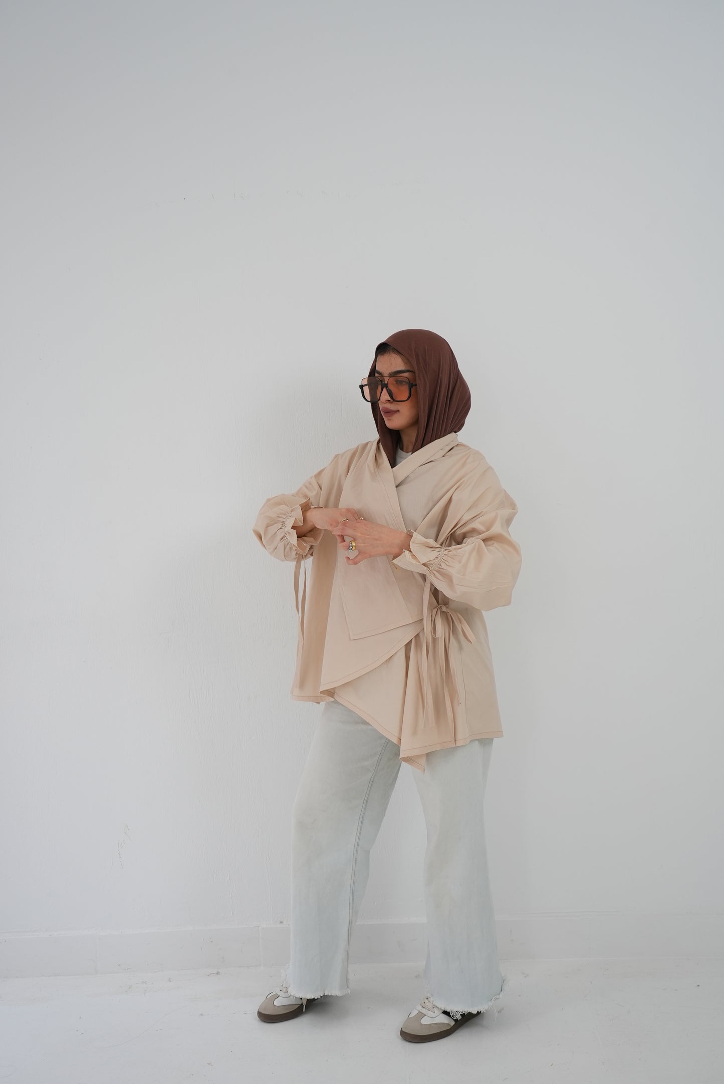 Beige wrapped blouse