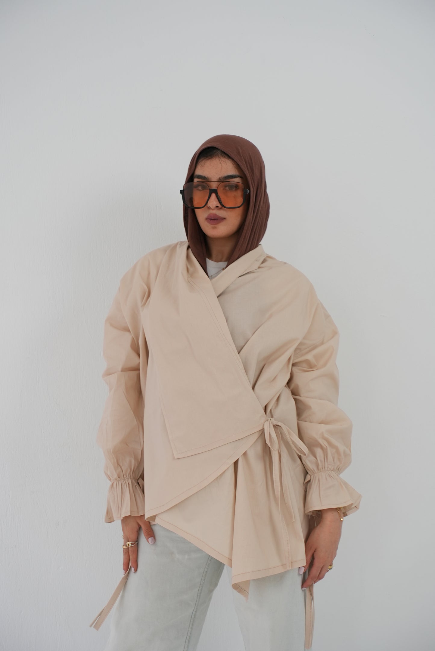 Beige wrapped blouse