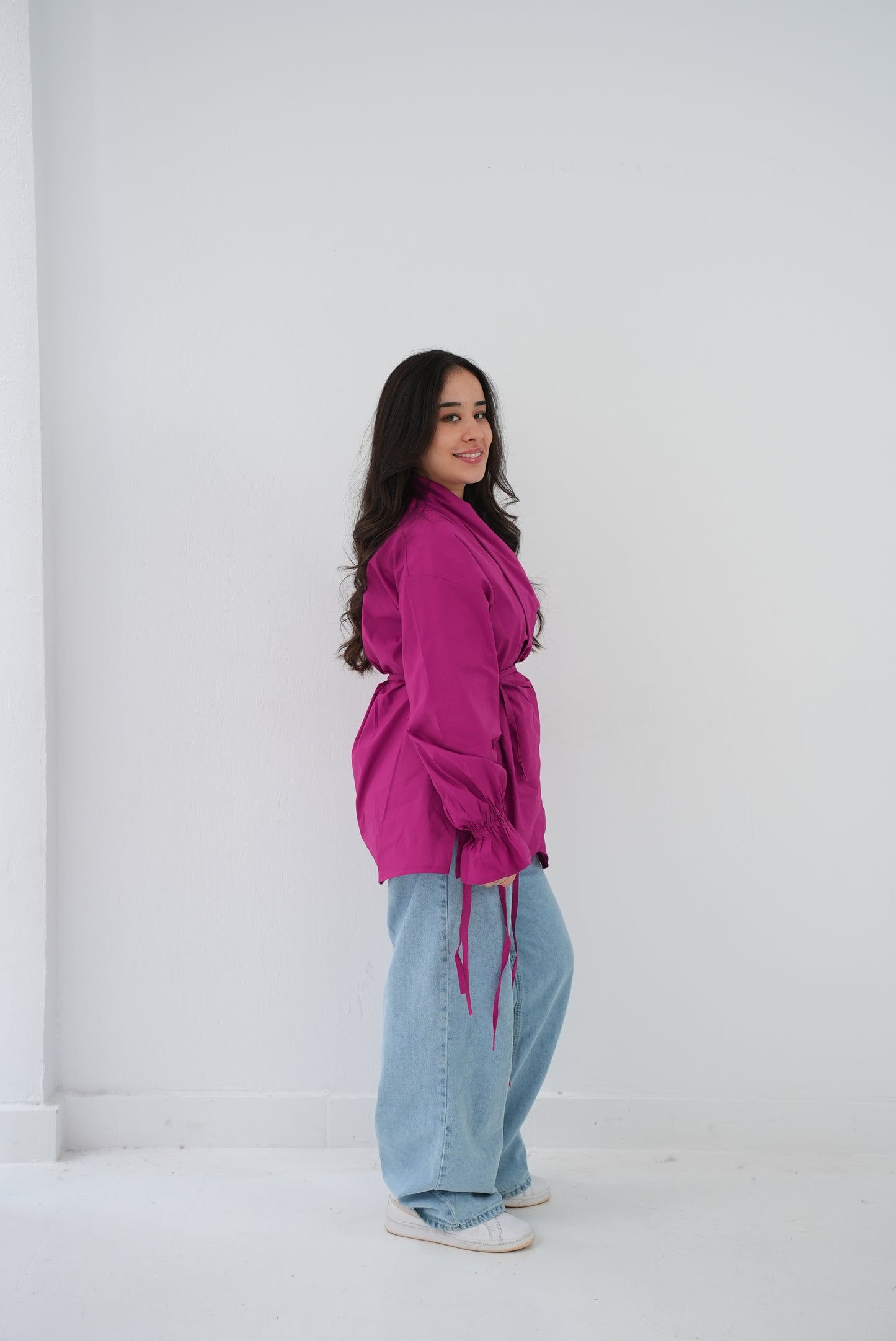 Magenta wrapped blouse