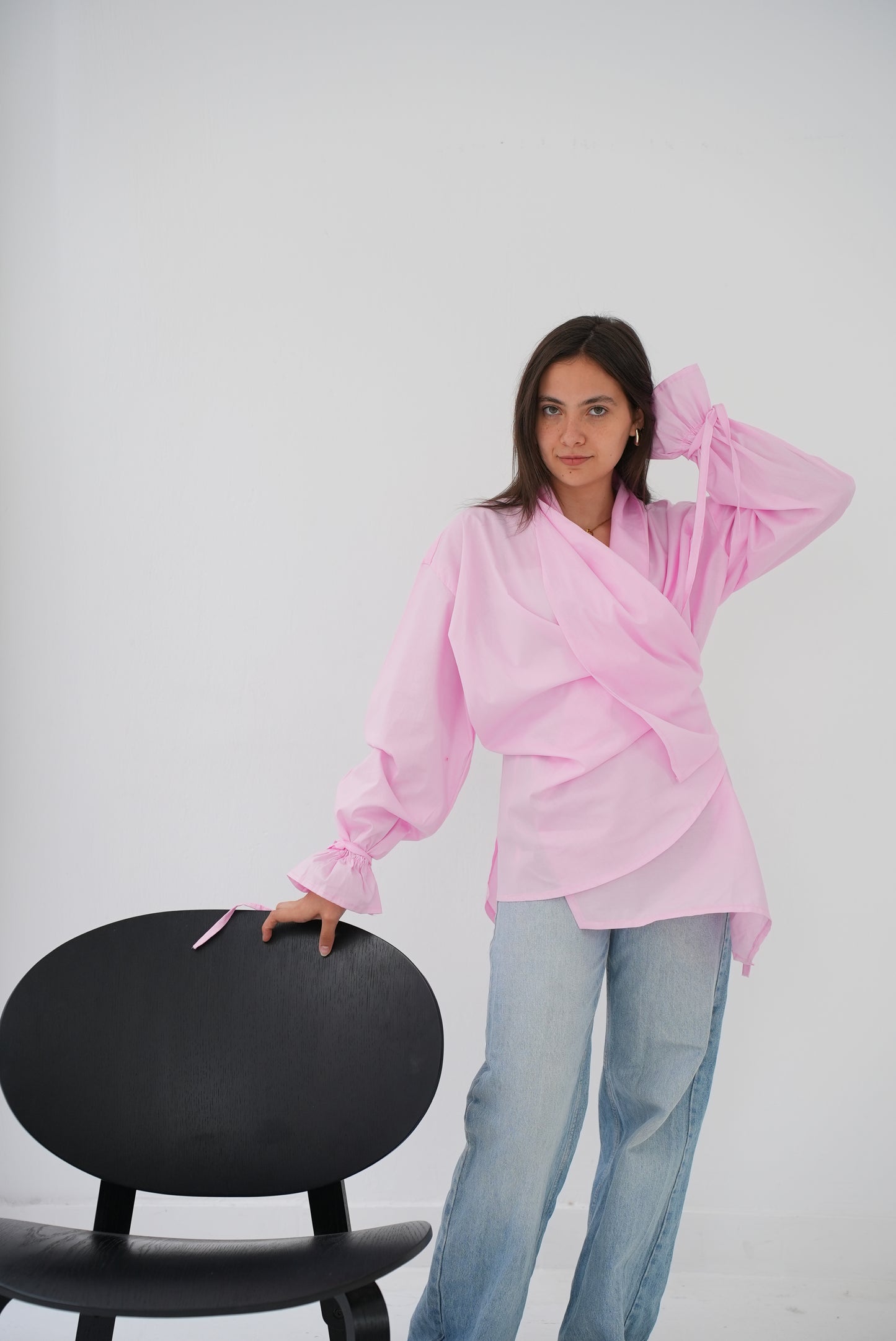 Pink wrapped blouse