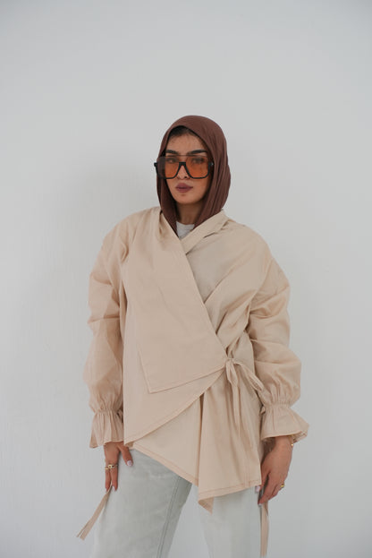 Beige wrapped blouse