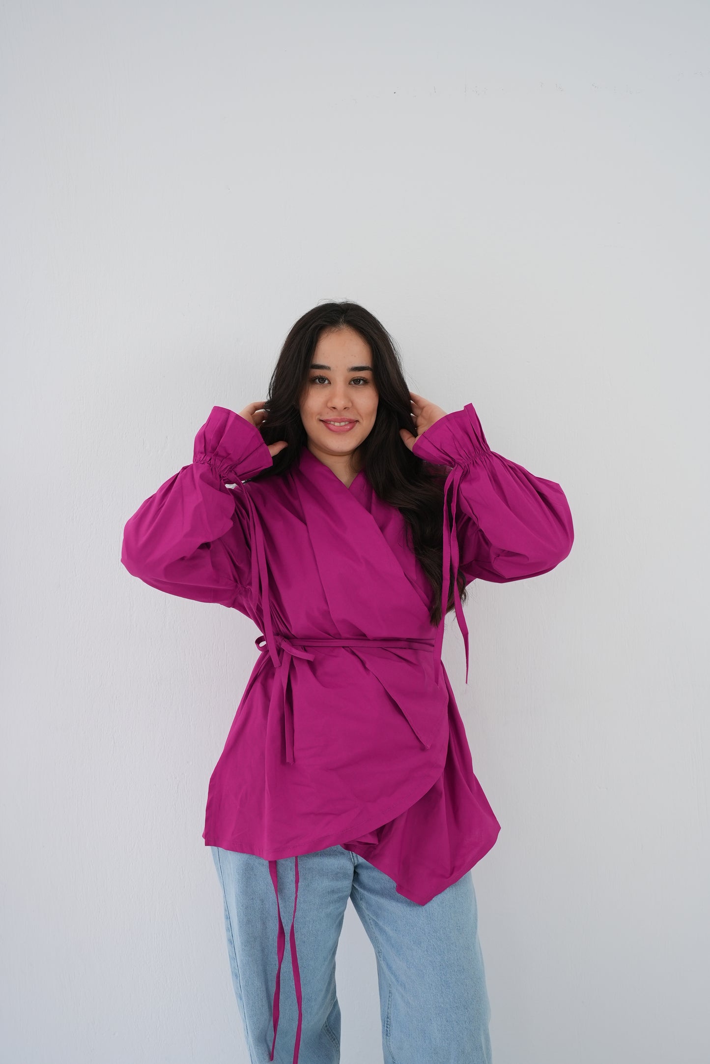 Magenta wrapped blouse