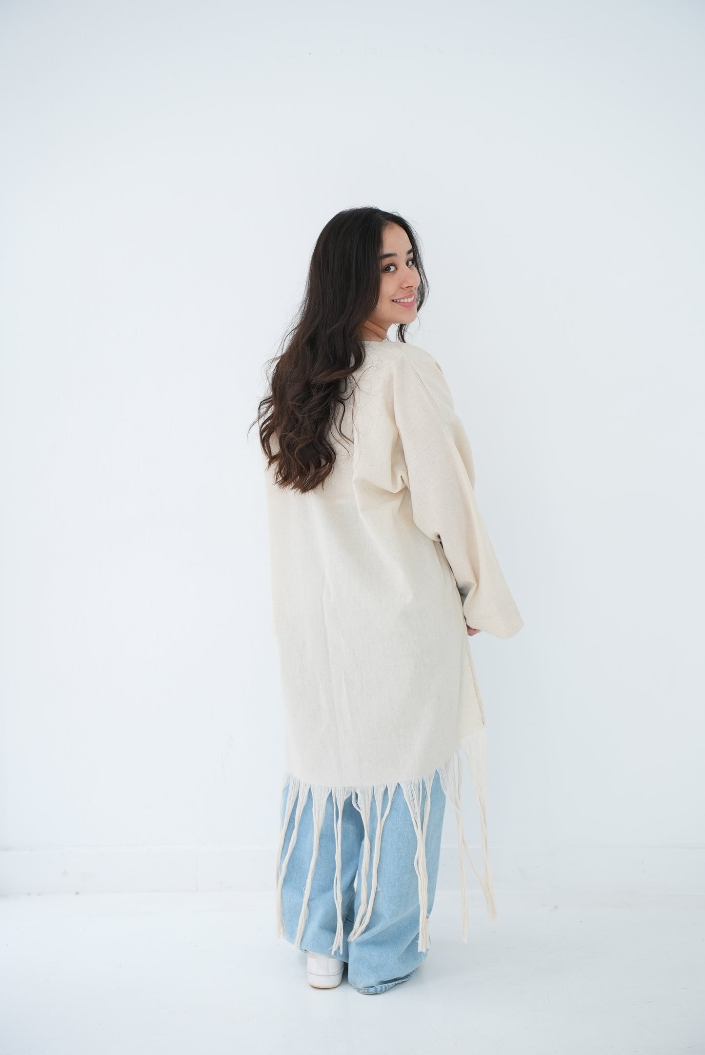 Beige fringes top