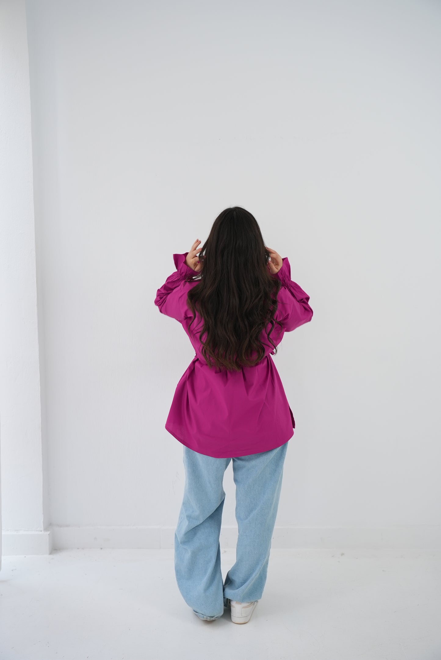 Magenta wrapped blouse
