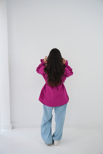 Magenta wrapped blouse